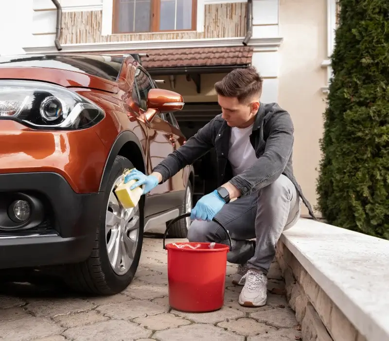 Lavage auto à domicile Entremont-le-Vieux : professionnel intervenant sur un véhicule